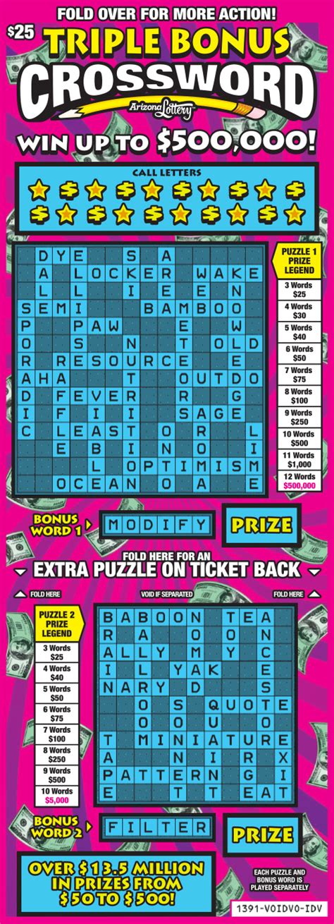 form of lotto crossword clue 5 letters